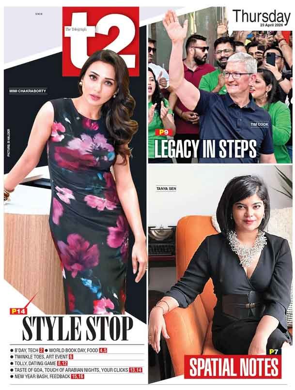 cover page of The Telegraph t2 thursday 23rd april 2026 featuring tanya sen